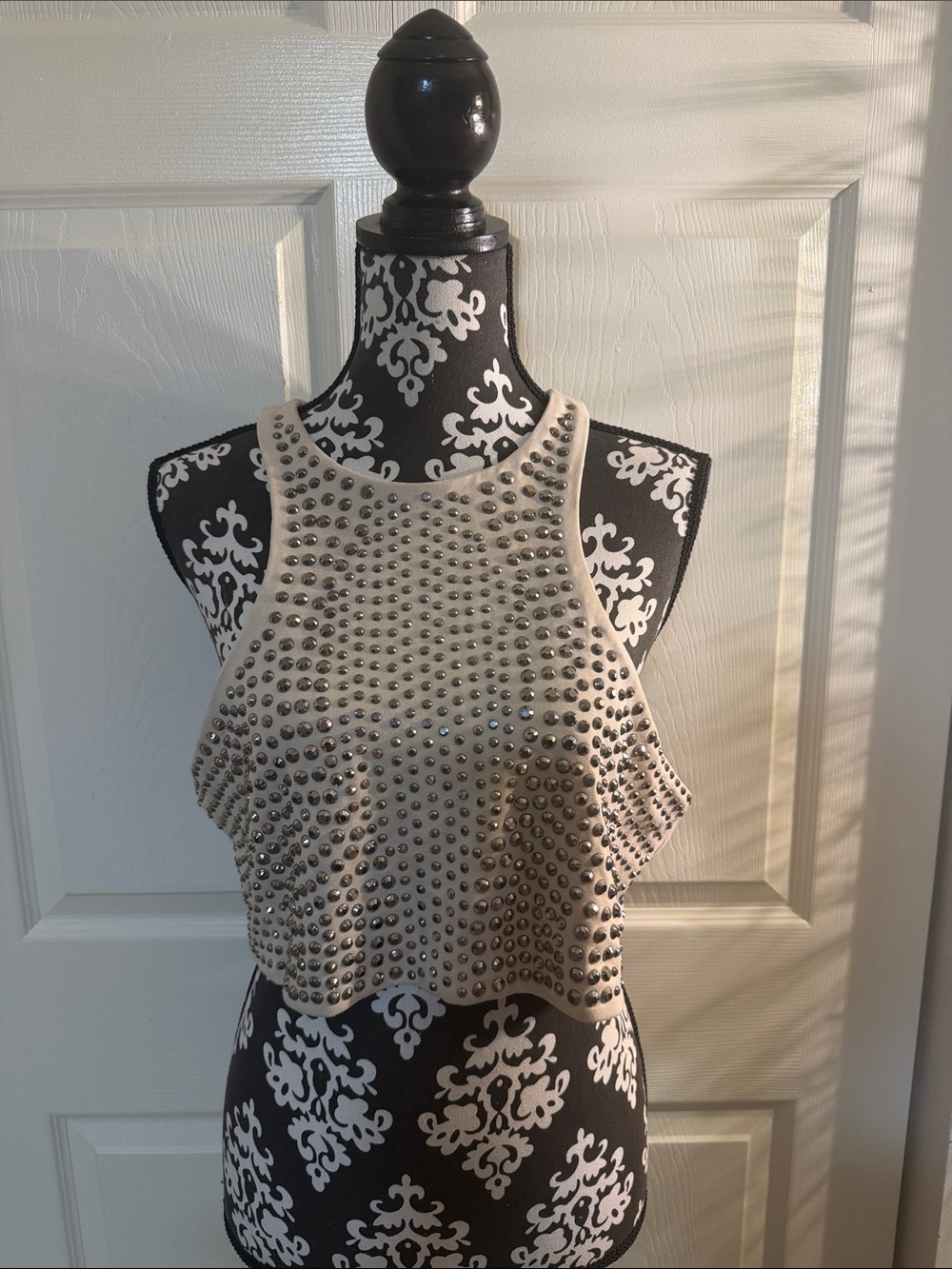 H&M Ivory Studded Crop Top